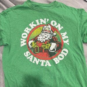 Festive Green Santa Graphic T-Shirt